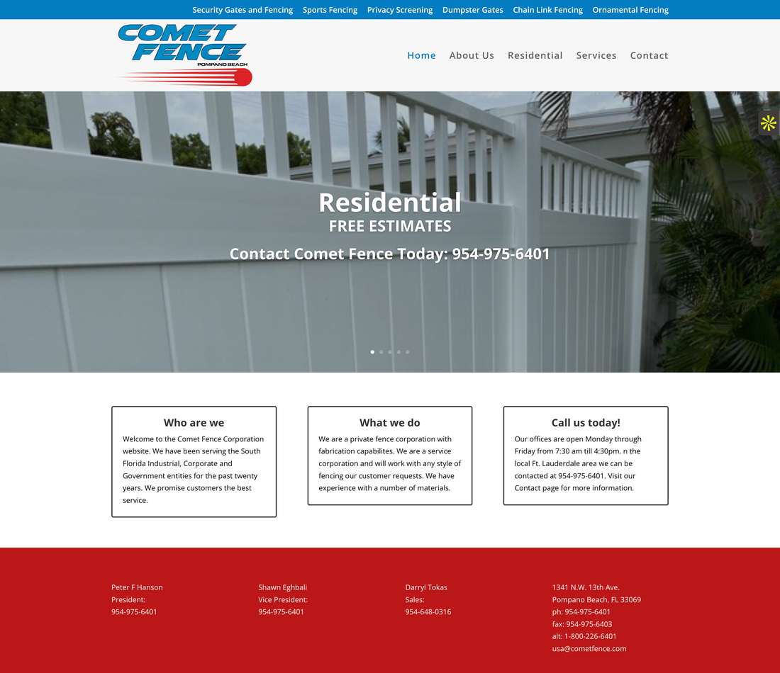 The previous Comet Fence website