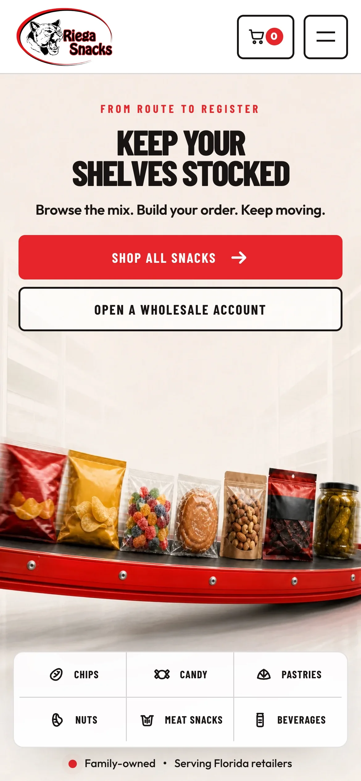 Riega Snacks on mobile