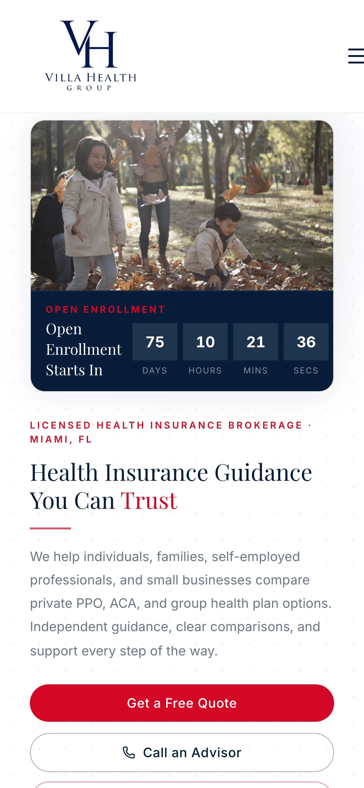 Villa Health Group on mobile