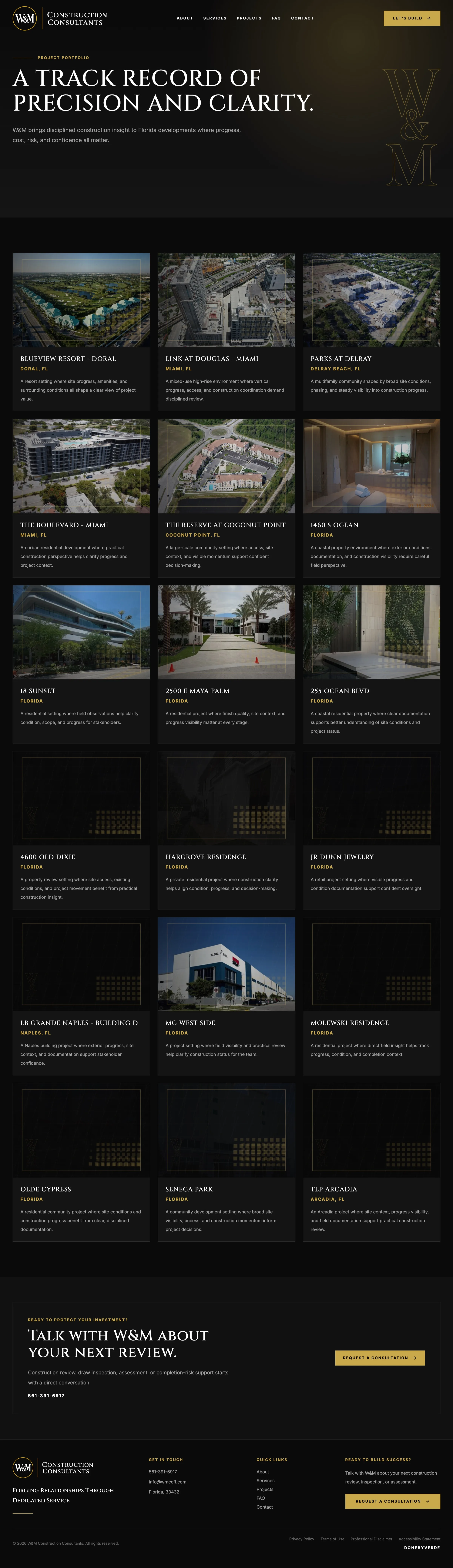 W&M Construction Consultants project portfolio page