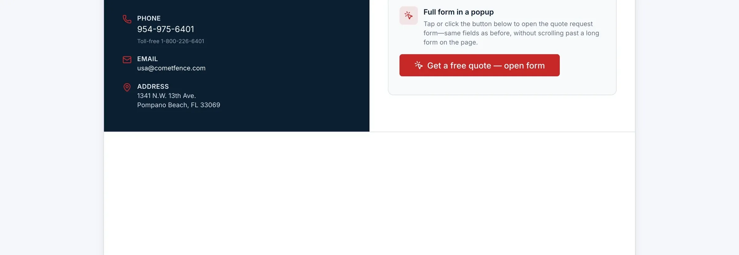 Comet Fence quote request