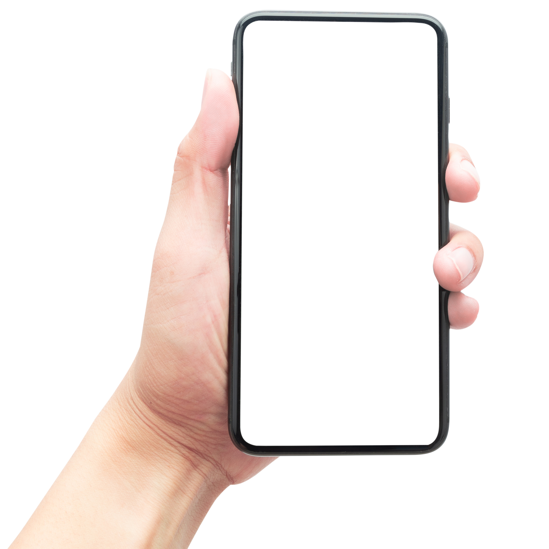 Hand holding smartphone mockup